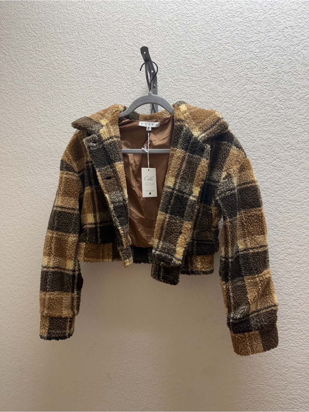 Plush Sherpa Jacket in Brown and Tan